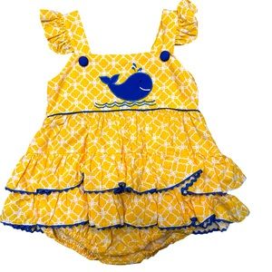 ROYAL KIDZ  Yellow Ruffle Whale One Piece 6 Months